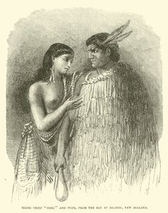 Jefe maorí Heki y esposa, de la Bahía de las Islas, Nueva Zelanda de English School