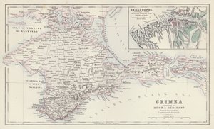 Mapa: Crimea, según Huot y Demidoff, dibujado y grabado por J Bartholomew, Edimburgo; Sebastopol, según un plano original ruso reducido publicado en Berlín (litografía en color). de English School
