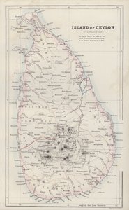 Mapa: Isla de Ceilán, por G H Swanston, Edimburgo (litografía en color) de English School