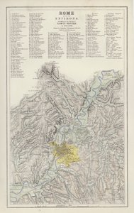 Mapa: Roma, con sus alrededores, según el levantamiento de Baron Moltke, en 1845 y 1846, dibujado por Augustus Petermann de English School