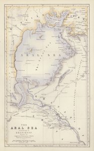 Mapa: El Mar de Aral, según Khanikoff, dibujado por Augustus Petermann (litografía en color) de English School
