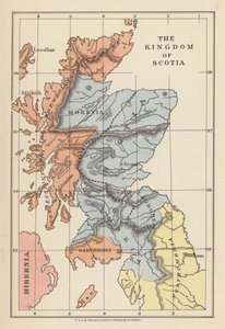 Mapa: Reino de Scotia (litografía en color)