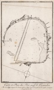 Mapa y plano del Puerto de Alejandría, Egipto de English School