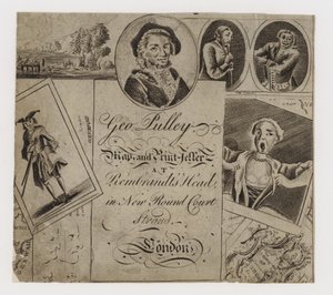 Tarjeta comercial de vendedor de mapas e impresiones, George Pulley de English School