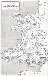 Mapa que ilustra las guerras galesas de Guillermo Rufus y Enrique I, de 