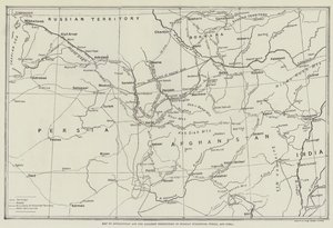 Mapa de Afganistán y los Territorios Adyacentes de Turkestán Ruso, Persia e India de English School