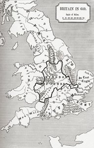 Mapa de Gran Bretaña en 640, de 
