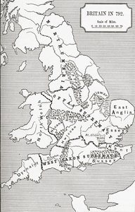 Mapa de Gran Bretaña en 792, de 