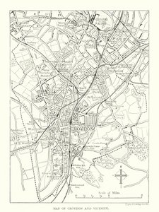 Mapa de Croydon y alrededores (grabado)
