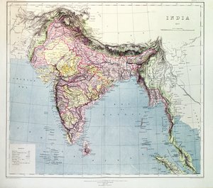 Mapa de la India, publicado bajo la dirección del Coronel H.R. Thuillier, R.E., Agrimensor General de la India, 1877