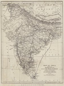 Mapa de la India mostrando la ruta propuesta de SAR el Príncipe de Gales de English School