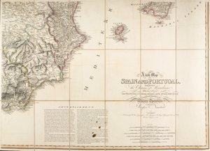 Mapa de España que se dice fue usado por el Duque de Wellington de English School