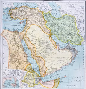 Mapa de Turquía, Oriente Medio, Cuerno de África y Golfo Pérsico en la década de 1890, de 