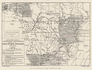 Mapa de las posesiones británicas y alemanas en África (grabado) de English School