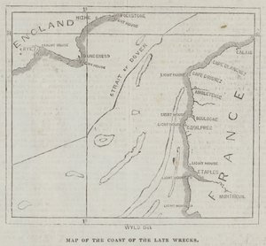 Mapa de la costa de los últimos naufragios de English School