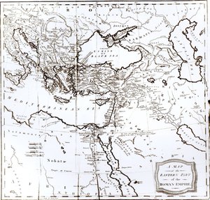 Mapa de la parte oriental del Imperio Romano, de 