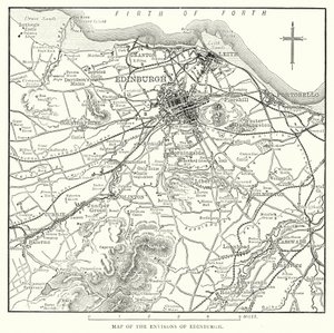 Mapa de los alrededores de Edimburgo (grabado)