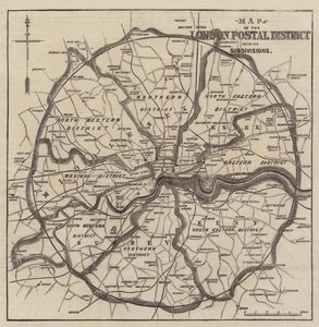 Mapa de los distritos postales de Londres (grabado) de English School