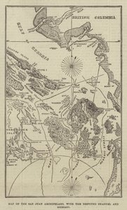 Mapa del Archipiélago de San Juan, con el canal y la frontera disputados (grabado)