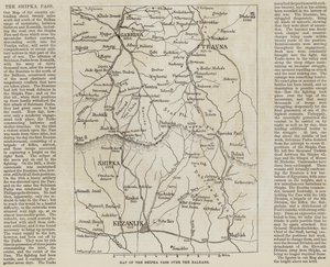 Mapa del Paso de Shipka sobre los Balcanes (grabado) de English School
