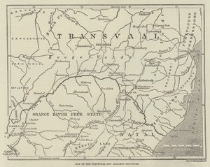 Mapa del Transvaal y provincias adyacentes (grabado) de English School