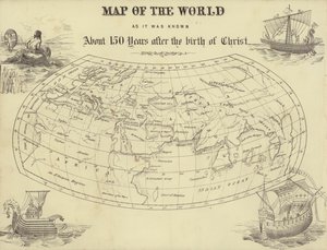 Mapa del mundo tal y como se conocía unos 150 años después del nacimiento de Cristo (grabado) de English School