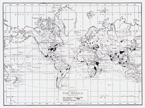 Mapa del mundo mostrando los países productores de tabaco de English School