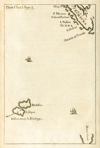 Mapa que muestra la ubicación de Lilliput de la primera edición de Viajes a varias naciones remotas del mundo, más conocido como Los viajes de Gulliver por Jonathan Swift