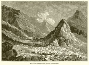 Canteras de mármol de Ravaccione, en Carrara (grabado)