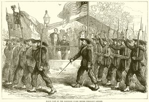 Desfile de la Guardia Garibaldi ante el presidente Lincoln