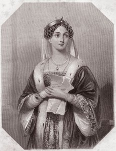 Margarita de Anjou (1430-1482) (Enrique VI tragedia en 5 actos) - de la Galería de mujeres de Shakespeare, colección de cuarenta y cinco retratos serios por los primeros artistas de Londres, enriquecidos con avisos críticos y literarios, circa 1838 de English School