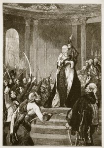 María Teresa y el Parlamento Húngaro, ilustración de Cassells Illustrated History of England de English School