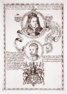 María, Reina de Escocia y su hijo, el Rey Jacobo de English School