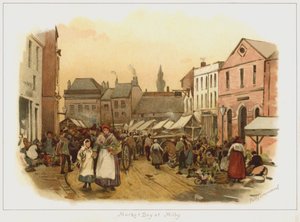 Día de mercado en Milby (litografía en color) de English School
