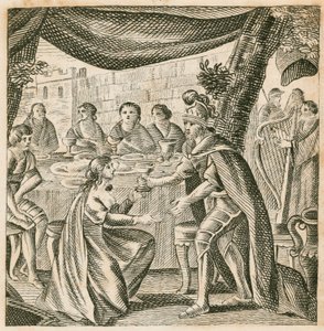 Matrimonio de Vortigern y Rowena, siglo V (grabado) de English School