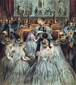 Matrimonio del Príncipe de Gales (quien se convirtió en el Rey Eduardo VII de Inglaterra) (1841-1910) con Alexandra de Dinamarca (Alexandra Caroline Marie Charlotte Louise Julie de Schleswig-Holstein-Sonderburg-Glucksbourg) (1844-1925) de English School