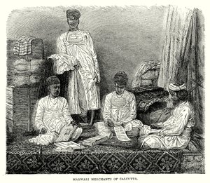 Comerciantes marwari de Calcuta (grabado) de English School