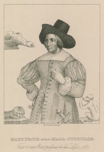 Mary Frith, alias Moll Curpurse, de una rara impresión prefijada a su vida, 1662 de English School
