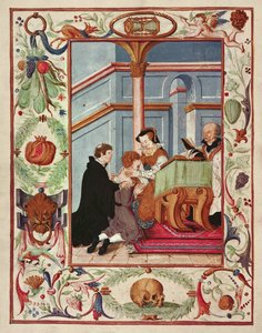 María Tudor toca a un niño escrofuloso de English School
