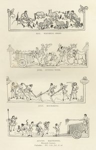 Mayo, Junio, Julio y Agosto, del Calendario y Himnario de Julio, ilustración de Historia del Pueblo Inglés de English School