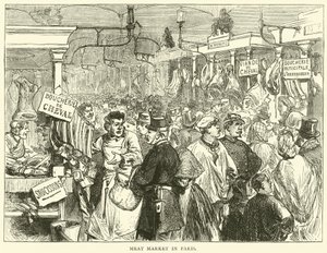 Mercado de carne en París, octubre de 1870 de English School