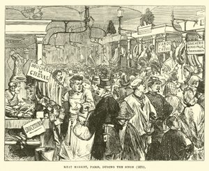 Mercado de carne, París, durante el asedio, 1870 de English School