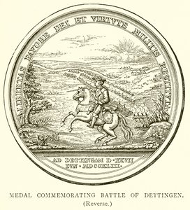 Medalla conmemorativa de la batalla de Dettingen (reverso) de English School