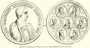 Medalla acuñada en honor a los obispos peticionarios de English School
