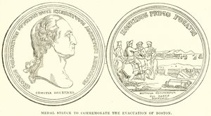 Medalla acuñada para conmemorar la evacuación de Boston de English School