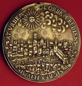 Medalla conmemorativa del regreso de Carlos I (1600-49) a la Ciudad de Londres tras la Coronación Escocesa, 1633 (metal) de English School
