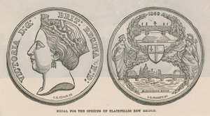Medalla para la apertura del nuevo puente de Blackfriars, Londres de English School