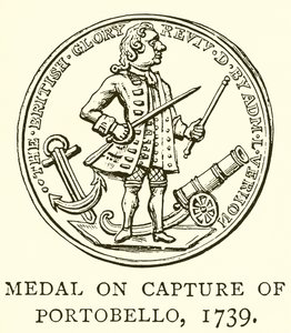 Medalla por la captura de Portobello, 1739 de English School