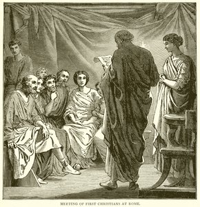 Reunión de los primeros cristianos en Roma de English School