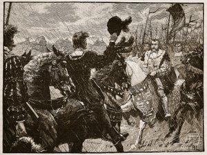 Encuentro de Enrique y el Emperador Maximiliano, ilustración de Cassells Illustrated History of England de English School